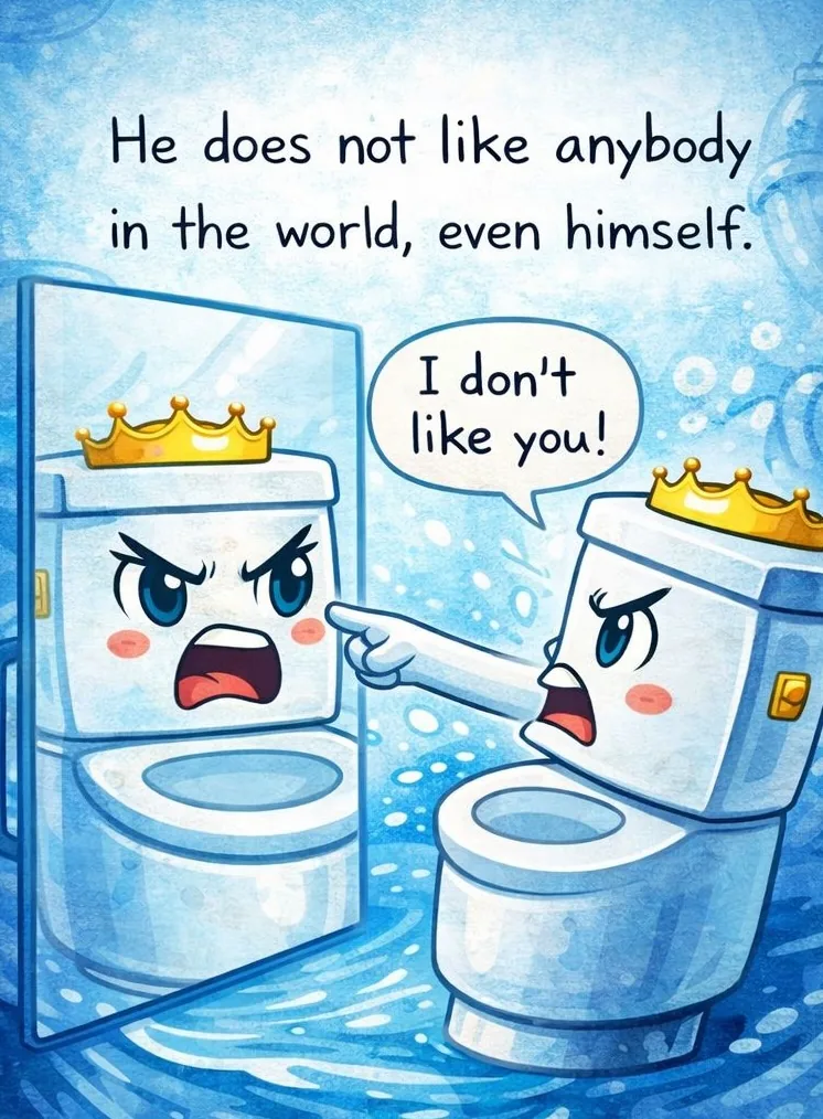 He does not like anybody, even himself.
